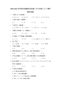 四川省雅安市汉源县第二中学2020-2021学年八年级（上）期中数学【试卷+答案】