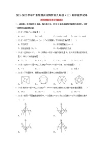 广东省惠州市博罗县2021-2022学年九年级上学期期中考试数学【试卷+答案】