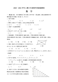 华师版2020—2021学年第一学期八年级上期末考数学试卷（含答案）四川省眉山市期末