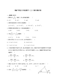 湖南省麻阳苗族自治县铜矿学校2021-2022学年八年级上学期期中考试数学试题（word版 含答案）