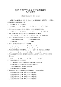 广西防城港市上思县2021-2022学年九年级上学期期中学业质量监测数学试题（word版 含答案）