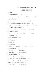 2021年北师大版数学八年级上册《实数》期末复习卷（含答案）