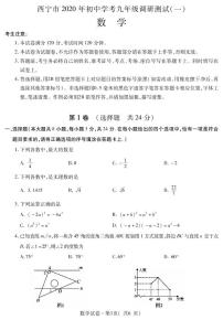 青海省西宁市2020年九年级调研测试（一模）数学试题（含答案）（可编辑PDF版）