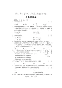 河南省偃师市2020-2021学年七年级上学期期末质量检测数学（PDF可编辑）试卷