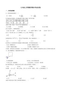 2021年四川省泸州市七年级上学期数学期末考试试卷含解析答案