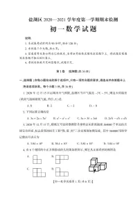 山西省运城市盐湖区2020-2021学年七年级上学期期末考试数学试题（PDF可编辑）