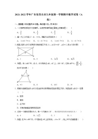 广东省茂名市2021-2022学年九年级上学期期中数学试卷（word版 含答案）