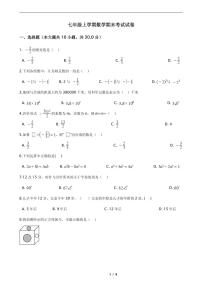 2021年广西柳州市七年级上学期数学期末考试试卷附解析