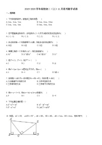 2019-2020学年湖北省某校初二（上）11月段考数学试卷