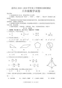 黑龙江省哈尔滨市道外区2018—2019学年度上学期八年级数学期末调研测试 (pdf版，无答案)