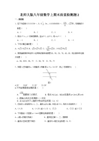 北师大版八年级数学上册期末质量检测题2（word版无答案）