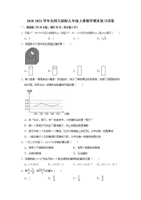 2020-2021学年北师大新版九年级上册数学期末复习试卷（word解析版）