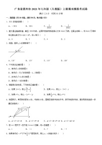 广东省惠州市2021-2022学年上学期七年级数学期末模拟考试卷（word版 含答案）