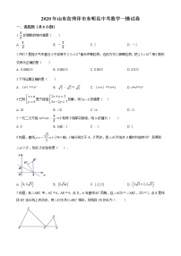 精品解析：2020年山东省菏泽市东明县中考数学一模试题（解析版+原卷版）