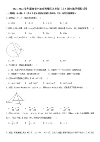 2021-2022学年浙江省宁波市海曙区九年级（上）期末数学模拟试卷（word版 含答案）