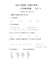 江苏省泰州市医药高新技术产业开发区（高港区）部分学校2021-2022学年七年级上学期第二次独立作业数学试题（Word版无答案）