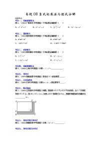 【假期知识回顾】专题08  整式的乘法与因式分解-2021-2022学年上学期八年级数学(人教版)