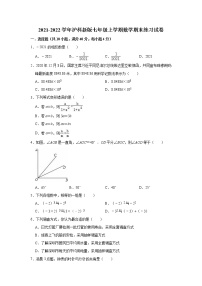 2021-2022学年沪科版七年级上学期期末数学练习试卷（word版 含答案）