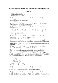 四川省遂宁市安居区2020-2021学年九年级上学期期末考试数学试卷（word版 含答案）