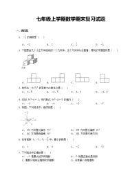 七年级上学期数学期末复习试题