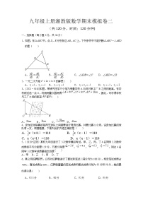 2021—2022学年湘教版数学九年级上册期末模拟卷二（word版 含答案）