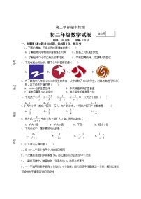 数学八年级下册苏教苏科版 期中考试试卷2（含答案）