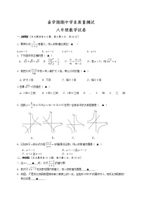 数学八年级下册苏教苏科版 期中考试试卷3（含答案）