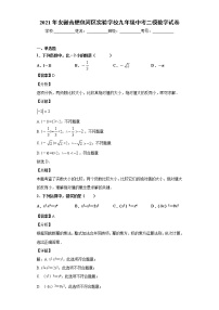 2021年安徽合肥包河区实验学校九年级中考二模数学试卷