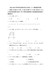 2018-2019学年河北省沧州市九年级（上）期末数学试卷