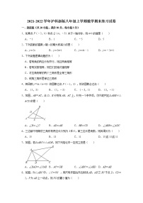 2021-2022学年沪科版八年级上册数学期末练习试卷 (word版 含答案)