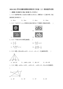 2020-2021学年安徽省铜陵市铜官区八年级（上）期末数学试卷