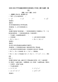 2020-2021学年漳州市南靖县八年级上学期期中数学试题（含答案与解析）