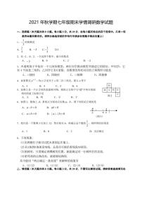 江苏省盐城市阜宁县2021--2022学年上学期七年级期末数学试卷（PDF版含答案）