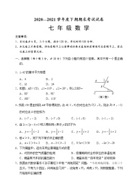 2020-2021学年河南周口川汇区下期期末考试人教版七年级数学（试卷+答案）