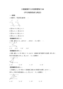 (辅导班专用)2022年人教版数学七年级寒假练习08《平行线的性质与判定》(教师版)