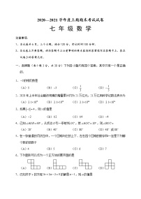 2020-2021学年河南周口川汇区上期期末统考试卷人教版七年级数学（试卷+答案）