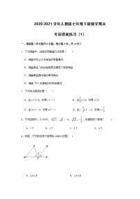 2020-2021学年人教版七年级下册数学期末考前摸底练习（1）（Word版无答案）