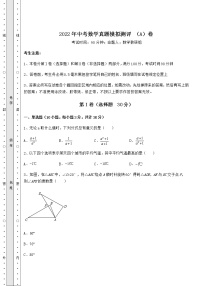 【高频真题解析】2022年中考数学真题模拟测评 （A）卷（含答案详解）