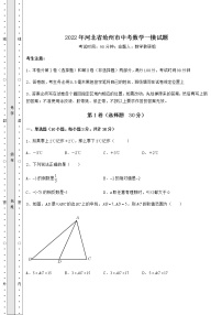 【高频真题解析】2022年河北省沧州市中考数学一模试题（含答案及解析）