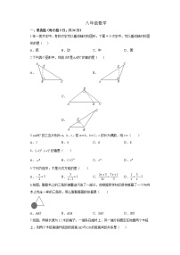 宁夏石嘴山市平罗县2021-2022年八年级上学期期末考试数学试题（word版 含答案）