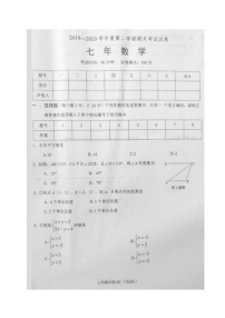 辽宁省西丰县2019-2020学年七年级下学期期末考试数学试题（图片版，无答案）