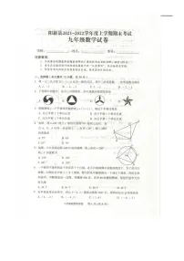 湖北省黄石市阳新县2021-2022学年上学期期末考试九年级数学试题卷