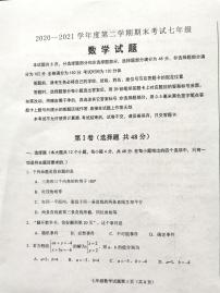 山东省济南市莱芜区（五四制）2020-2021学年七年级下学期期末考试数学试题（扫描版，无答案）