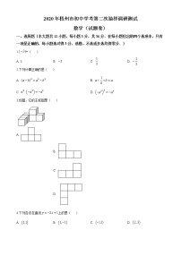 精品解析：2020年广西梧州市九年级二模数学试题(解析版+原卷版)