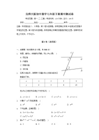 北师大版初中数学七年级下册期中测试卷（含答案解析）