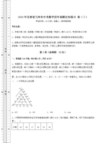 【真题汇编】2022年甘肃省兰州市中考数学历年真题定向练习 卷（Ⅰ）（精选）