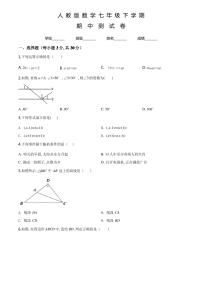 人教版数学七年级下册《期中考试试卷》及答案