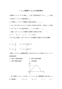 初中1.4 二次函数与一元二次方程的联系达标测试