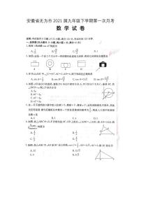 2021年安徽省无为市九下第一次月考数学试卷（PDF版+答案）