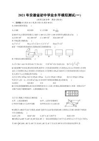 2021年安徽省九年级初中学业水平模拟测试数学试题(一)+答案